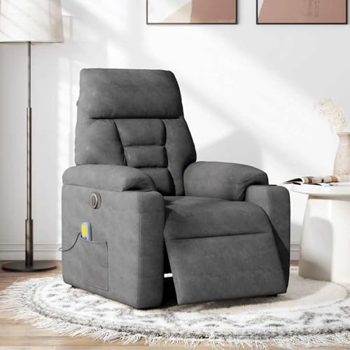Tidyard Massagesessel Elektrisch Dunkelgrau Mikrofasergewebe von Tidyard