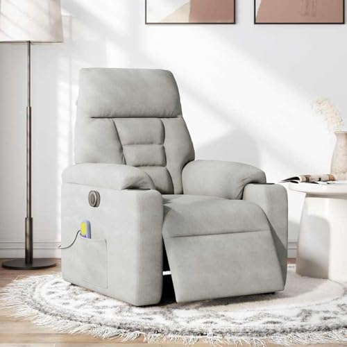 Tidyard Massagesessel Elektrisch Hellgrau Mikrofasergewebe von Tidyard