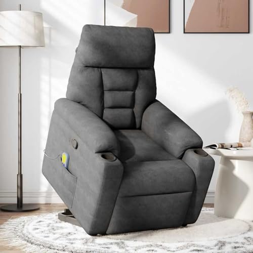 Tidyard Massagesessel mit Aufstehhilfe Dunkelgrau Mikrofasergewebe von Tidyard