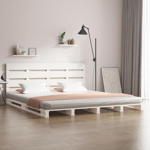 Tidyard Massivholzbett ohne Matratze Weiß 140x200 cm Kiefernholz Holzbett doppelbett einzelbetten für Schlafzimmer Gästezimmer von Tidyard
