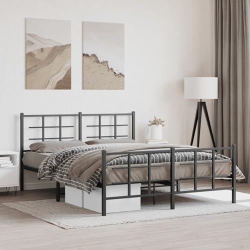 Tidyard Metallbett ohne Matratze mit Fu?Teil Schwarz 160x200 cm von Tidyard