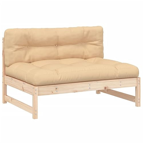 Tidyard Mittelsofa mit Kissen Lounge Sofa Gartensofa Gartenmöbel Gartenlounge Balkonlounge Holzsofa Terrassensofa Gartengarnitur Loungemöbel Garnitur Loungesofa 120 x 84 x 70 cm (L x B x H) von Tidyard