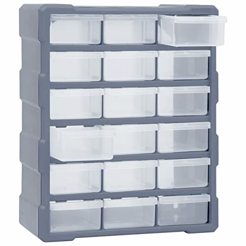 Tidyard Multi Schubladen Organizer mit 18 Schubladen Sortimentskasten Kleinteilemagazin Aufbewahrungseinheit Werkzeugschrank Bastelbox Werkzeug-Organizer Sortierkasten Sortimentskoffer 38x16x47 cm von Tidyard