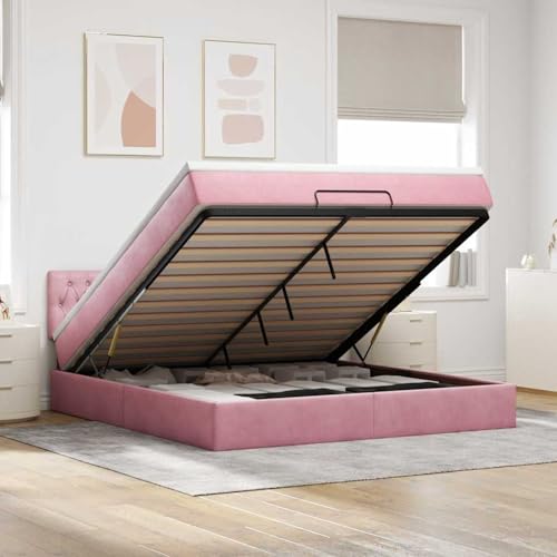 Tidyard Ottoman-Bett mit Matratze & LEDs Rosa 160x200 cm Samt, Funktionsbett mit Stauraum unter dem Bett für Apartments Gästezimmer Schlafzimmer3312709 Tidyard Ottoman-Bett mit Matratze & LEDs Rosa 160x200 cm Samt, Funktionsbett mit Stauraum unter dem Bett für Apartments Gästezimmer Schlafzimmer3312709 von Tidyard