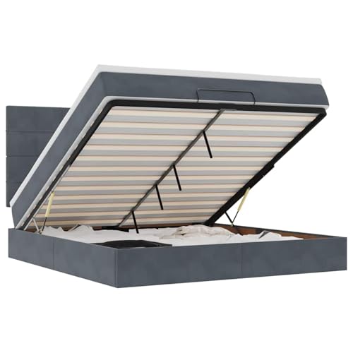 Tidyard Ottoman-Bett mit Matratzen & LEDs Dunkelgrau 160x200 cm Samt, Funktionsbett mit Stauraum unter dem Bett für Apartments Gästezimmer Schlafzimmer3314331 Tidyard Ottoman-Bett mit Matratzen & LEDs Dunkelgrau 160x200 cm Samt, Funktionsbett mit Stauraum unter dem Bett für Apartments Gästezimmer Schlafzimmer3314331 von Tidyard