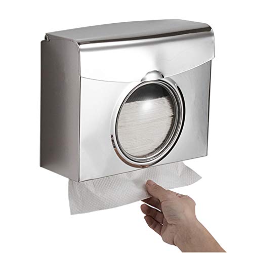 Tidyard Papierhandtuchspender Doppelspender Papierhandtuchhalter Spender Wandmontagebohrung Wasserdichter Bad-Toiletten-Gewebespender Edelstahl Küchenpapier-Handtuchspender mit sichtbarem Fenster von Tidyard