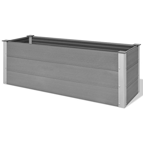 Tidyard Pflanzkasten WPC Pflanzkübel Garten Außenbereich Blumenkasten Hochbeet Unterseite Offen 30 mm Wandstärke 150 x 50 x 54 cm Grau von Tidyard