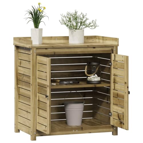 Tidyard Pflanztisch mit Ablagen Gärtnertisch mit Unterschrank Blumentisch für Garten Balkon Terrasse, Gartentisch Arbeitstisch Umtopftisch Beistelltische, 82,5x50x86,5 cm Imprägniertes Kiefernholz von Tidyard