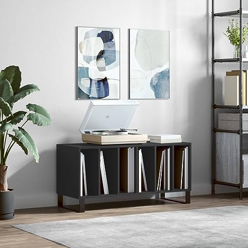 Tidyard Plattenschrank Beistellschrank TV-Schrank Sideboard Kommode Aktenschrank Aufbewahrungsschrank Büroschrank Schallplattenschrank Schrank für Wohnzimmer, Schwarz 100x38x48 cm Holzwerkstoff von Tidyard