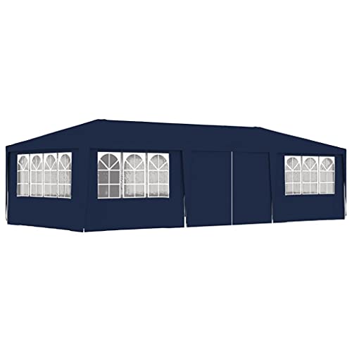 Tidyard Profi-Partyzelt mit Seitenwänden 4×9 m Blau 90 g/m² UV-beständig Wasserbeständig Pavillon Festzelt Gartenpavillon Gartenzelt Garten Bierzelt von Tidyard