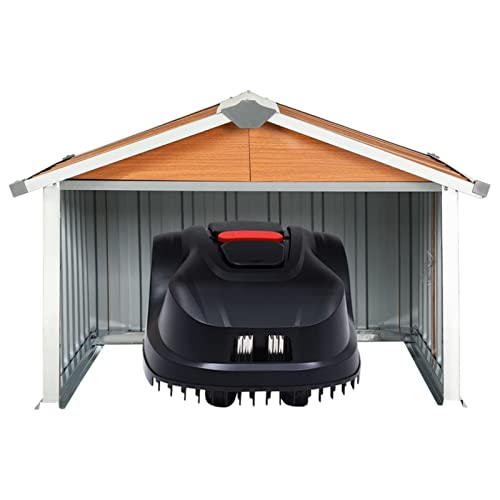 Tidyard Rasenmäher Garage Mähroboter Rasenroboter Rasenmäher-Garage Rasenmäher-Roboter 92 x 97 x 63 cm (B x T x H) Verzinkter Stahl Braun von Tidyard