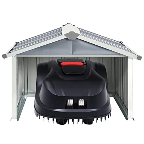 Tidyard Rasenmähroboter Rasenmäher Rasenmäher-Garage Mähroboter 92 x 97 x 63 cm (B x T x H) Mähroboter-Garage Rasenmäher-Roboter Rasenroboter Verzinkter Stahl Grau von Tidyard