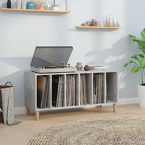 Tidyard Regal Schallplatten Standregal Bücherregal Plattenschrank Schallplattenschrank Beistellschrank TV-Schrank Sideboard Kommode Aufbewahrungsschrank Schrank Betongrau 100x38x48 cm Holzwerkstoff von Tidyard