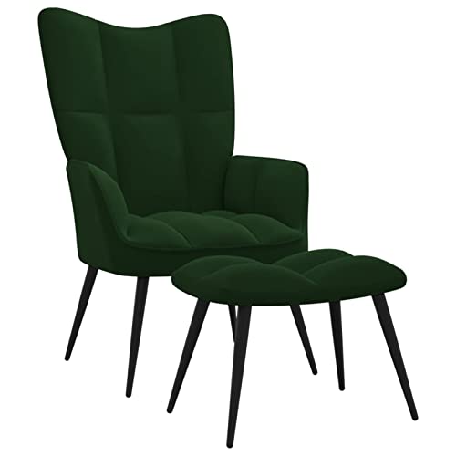 Tidyard Relaxsessel mit Hocker Fernsehsessel Sessel Polsterstuhl Stuhl Relaxstuhl Polstersessel Ohrensessel Samt Dunkelgrün von Tidyard