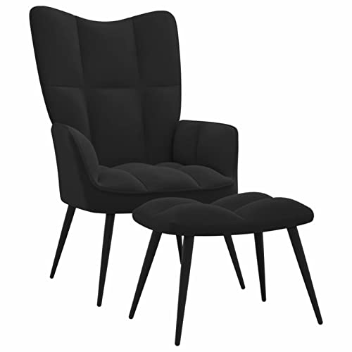 Tidyard Relaxsessel mit Hocker Relaxstuhl Polstersessel Relaxsofa Wohnzimmersessel TV Sessel Fernsehsessel Lesesessel Schwarz Samt von Tidyard