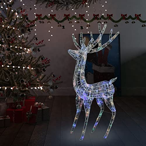 Tidyard Rentier Weihnachtsbeleuchtung, LED Rentier Familie Weihnachtsdeko, LED Leuchtfiguren Rentiere mit Schlitten, Acryl 160 LEDs Mehrfarbig von Tidyard