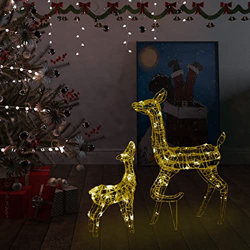 Tidyard Rentier Weihnachtsbeleuchtung, LED Rentier Familie Weihnachtsdeko, LED Leuchtfiguren Rentiere mit Schlitten, Acryl 160 LEDs Warmweiß von Tidyard