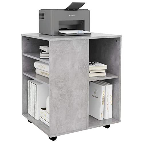 Tidyard Rollschrank mit Fächern Rollcontainer Büroschrank Aktenschrank Bürocontainer Schrank Büro Holzwerkstoff Betongrau 60x53x72 cm von Tidyard