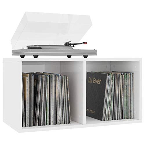 Tidyard Schallplatten-Aufbewahrungsbox Aufbewahrung Ordnerregal Aktenschrank Mit 2 Fächern,Aufbewahrungsfach Sideboard Kissenbox 71 x 34 x 36 cm,Robuste Rückseite zum richtigen Schutz der LPs von Tidyard
