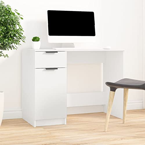 Tidyard Schreibtisch Arbeitstisch Schülertisch Computertisch Bürotisch PC Tisch Beistelltisch Konsolentisch Officetisch Esstisch Büroschrank Büromöbel Weiß 100x50x75 cm Holzwerkstoff von Tidyard