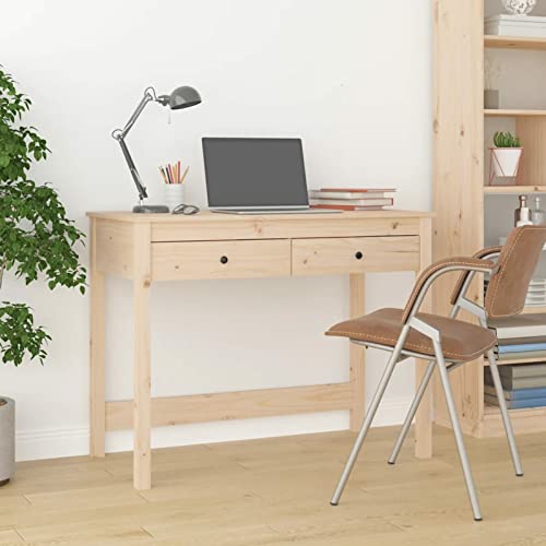 Tidyard Schreibtisch mit Schubladen Computertisch Büromöbel Büro PC Tisch Arbeitstisch Bürotisch Laptoptisch Konsolentisch 100x50x78 cm Massivholz Kiefer von Tidyard