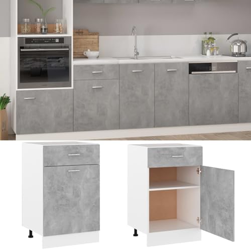 Tidyard Schubunterschrank Lyon Betongrau 50x46x81,5 cm Holzwerkstoff Küchenunterschrank Moderner Unterschrank für Küchenzeilen Tidyard Schubunterschrank Lyon Betongrau 50x46x81,5 cm Holzwerkstoff Küchenunterschrank Moderner Unterschrank für Küchenzeilen von Tidyard