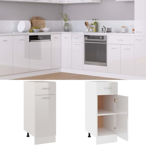 Tidyard Schubunterschrank Lyon Hochglanz-Weiß 30x46x81,5 cm Holzwerkstoff Küchenunterschrank Moderner Unterschrank für Küchenzeilen Tidyard Schubunterschrank Lyon Hochglanz-Weiß 30x46x81,5 cm Holzwerkstoff Küchenunterschrank Moderner Unterschrank für Küchenzeilen von Tidyard