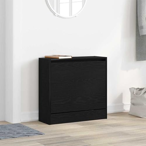 Tidyard Schuhschrank Schwarz Eiche 60x21x57 cm aus Holzwerkstoff, Standregal Schuhständer für Wohnzimmer Schlafzimmer Flur Eingang869101 von Tidyard