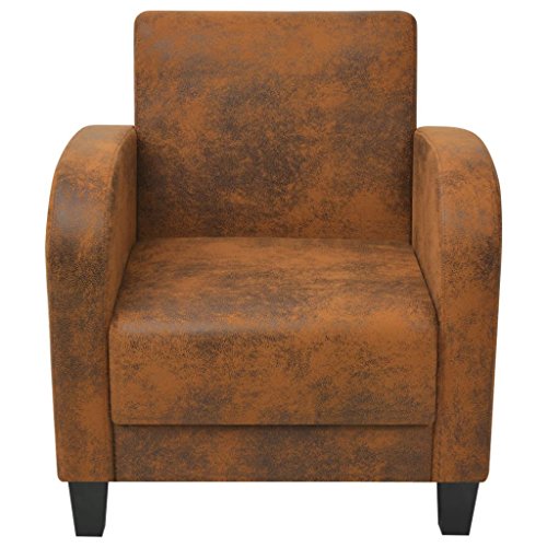 Tidyard Sessel Relaxsessel Liegesessel Fernsehsessel TV Sessel Wohnzimmersessel Polstersessel Loungesessel Clubsessel Cocktailsessel Bürosessel Braun Wildleder-Optik von Tidyard