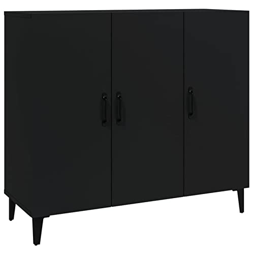 Tidyard Sideboard Kommode Bücherschrank Aufbewahrungsschrank Beistellschrank Beistellschrank Standschrank Anrichte Schrank Mehrzweckschrank 90x34x80 cm (B x T x H),Holzwerkstoff, Metall,Schwarz von Tidyard