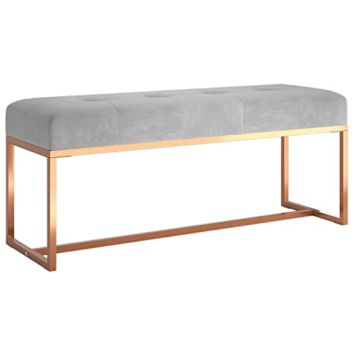 Tidyard Sitzbank Flurbank Truhenbank Polsterbank Multifunktionsbank Bank Bettbank Sitzhocker Klavierbank Schminkbank Fußhocker für Flur Wohnzimmer Schlafzimmer, Grau 110x36x45 cm Samt von Tidyard