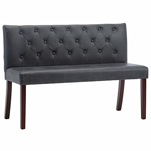 Tidyard Sitzbank mit Rückenlehne Retro-Stil Polsterbank Flurbank Bank Wartebank Wohnzimmer Flur 120 x 52 x 84,5 cm (B x T x H) Grau Wildleder-Optik Gummibeine von Tidyard