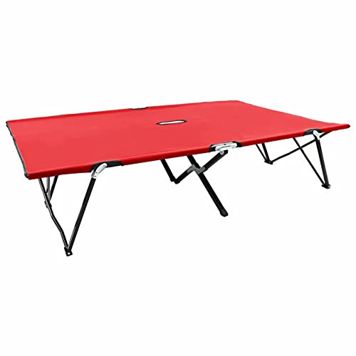 Tidyard Sonnenliege Klappbar Doppelbett für 2 Personen Campingbett Reisebett Liege Relaxliege Gartenliege Klappbett Campingliege 193 x 125 x 40 cm,G?stebett Feldbett Rot Stahl 240kg von Tidyard