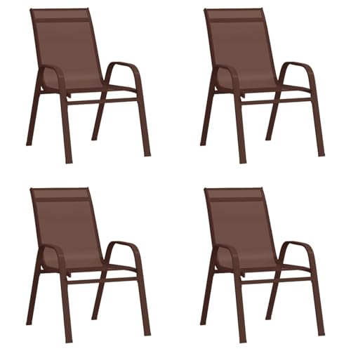 Tidyard Stapelbare Gartenst¨¹hle 4 STK. Braun Textilene von Tidyard