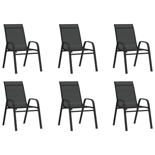Tidyard Stapelbare Gartenst¨¹hle 6 STK. Schwarz Textilene von Tidyard