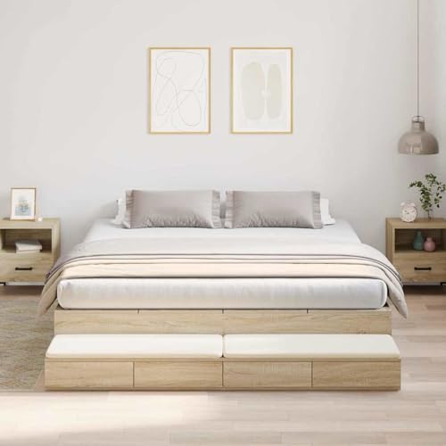 Tidyard Stauraum Bettgestell Braun Holzwerkstoff 180 x 200 x 31,5 cm, Plattformbettgestell doppelbett einzelbetten für Schlafzimmer Gästezimmer3335663 von Tidyard