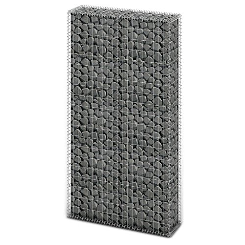 Tidyard Steinkorb Gabione mit Deckeln Verzinkter Draht 200 x 85 x 30 cm Stein-Gabionen Steinzaun Drahtkorb Garten Gabionen Silberfarben von Tidyard