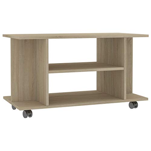 Tidyard TV-B?nke Lowboards TV-Schrank Lowboard Board Mit 4 offenen Regalen,TV-Standfü?e Fernsehtisch Fernsehschrank Mit 2 Rollen sind feststellbar,TV St?nder Tisch M?Bel 80 x 40 x 40 cm,Spanplatte von Tidyard