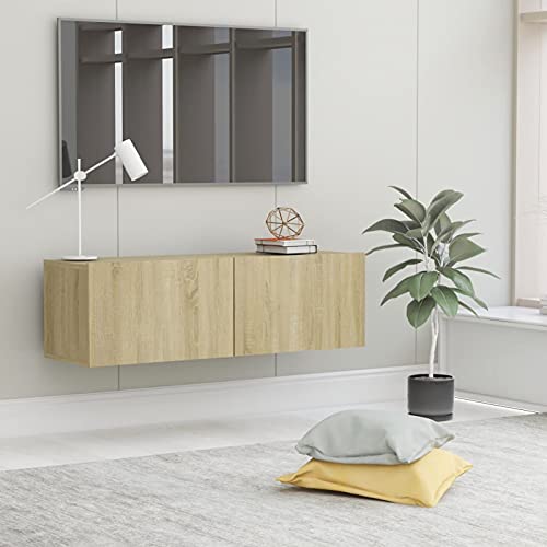 Tidyard TV-Schrank Fernsehtisch Wandschrank TV Board Hängend TV-Möbel Fernsehschrank Wandregal TV Lowboard Sideboard TV-Regal TV-Tisch TV-Ständer Schrank Sonoma-Eiche 100x30x30 cm Holzwerkstoff von Tidyard