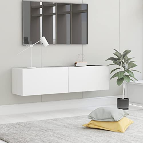 Tidyard TV-Schrank Fernsehtisch Wandschrank TV Board Hängend TV-Möbel Fernsehschrank Wandregal TV Lowboard Sideboard TV-Regal TV-Tisch TV-Ständer Schrank Weiß 120x30x30 cm Holzwerkstoff von Tidyard