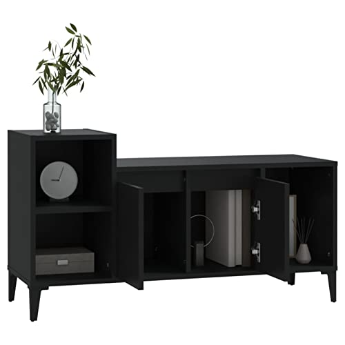 Tidyard TV-Schrank Stereoschrank TV-Ständer Lowboard TV Möbel Tisch Board Fernsehtisch Fernsehschrank HiFi-Schrank Fernsehmöbel 100 x 35 x 55 cm (B x T x H) Holzwerkstoff, Eisen Schwarz von Tidyard