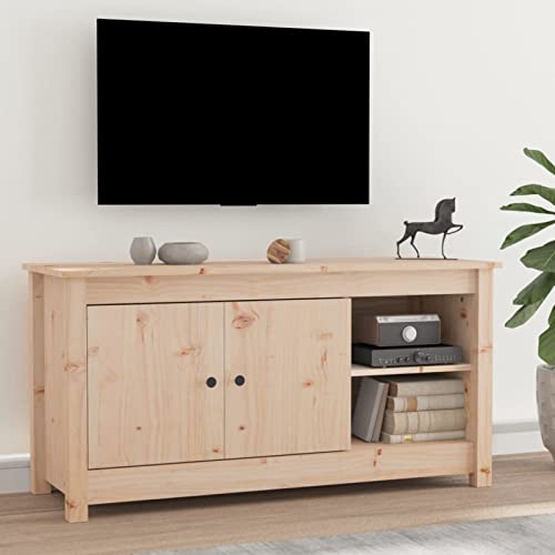 Tidyard TV-Schrank TV-Lowboard Fernsehschrank Lowboard Fernsehtisch Medienschrank TV-Board TV-Bank für Wohnzimmer 103x36,5x52 cm Massivholz Kiefer von Tidyard