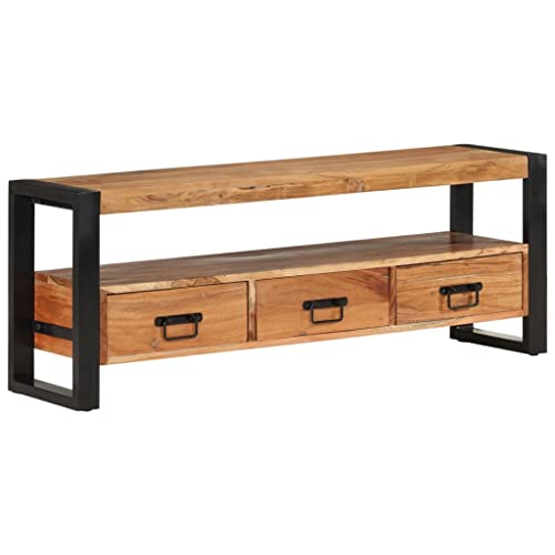 Tidyard TV Schrank mit 3 Schubladen und 1 offenes Fach Lowboard Fernsehschrank Fernsehtisch HiFi-Schrank TV Möbel Tisch Board 120x30x45 cm Massivholz Akazie von Tidyard