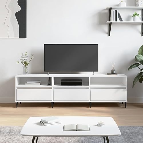 Tidyard TV Schrank mit 6 Fächern TV Möbel Lowboard Fernsehschrank Fernsehtisch Weiß 150x30x44,5 cm Holzwerkstoff von Tidyard