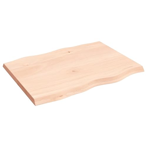 Tidyard Tischplatte Massivholzplatte Eichenplatte Holzplatte Platte Ersatztischplatte 80x60x4 cm Massivholz Eiche Unbehandelt Baumkante von Tidyard