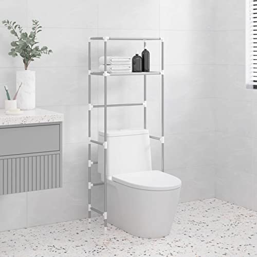 Tidyard Toilettenregal WC-Regal mit 2 Ablagen Überbauregal Waschmaschine Badregal Waschmaschinenschrank Waschmaschine Bad Schrank Grau 53,5x28x143 cm Eisen von Tidyard