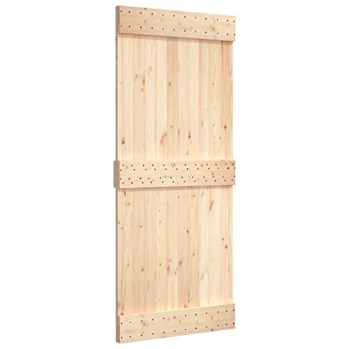 Tidyard Tür Scheunentür Innentür Schiebetür Zimmertür Pendeltür Nischentür Schwenktür Duschtür 95 x 3,6 x 210 cm (B x T x H) Massives Kiefernholz (unbehandelt) von Tidyard