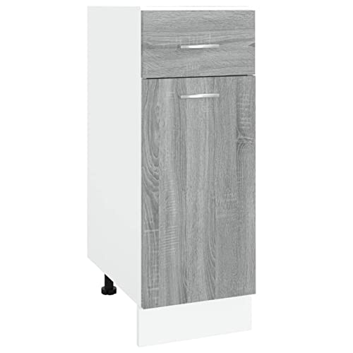 Tidyard Unterschrank mit Schublade Küchenschrank Küchenzeile Küchenmöbel Spülenunterschrank Küchenunterschrank Schrank Grau Sonoma 30 x 46 x 81,5 cm (B x T x H) Holzwerkstoff von Tidyard