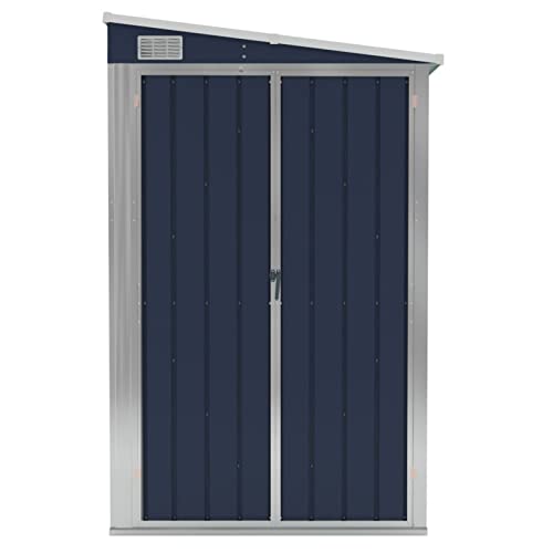 Tidyard Wand-Geräteschuppen Kunststoffgriff mit Sperrfunktion Gerätehaus Gartenhaus Gartenschuppen Schuppen Gartenmöbel Metallgerätehaus 118 x 194 x 160/178 cm (L x B x H),Verzinkter Stahl,Metall von Tidyard