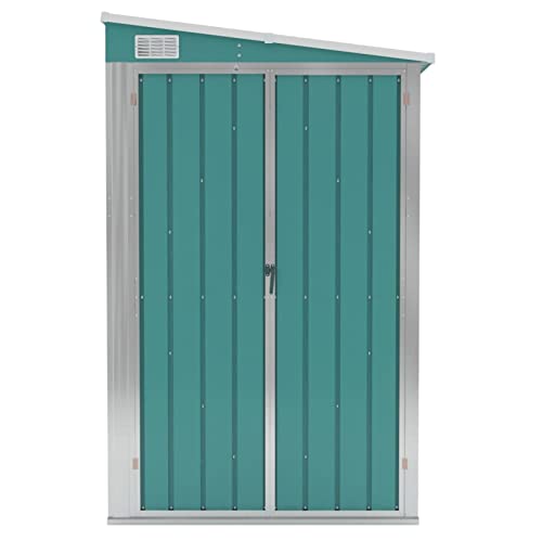 Tidyard Wand Geräteschuppen Kunststoffgriff mit Sperrfunktion Gerätehaus Gartenhaus Gartenschuppen Schuppen Metallgerätehaus 118 x 194 x 160/178 cm (L x B x H) Verzinkter Stahl, Metall von Tidyard